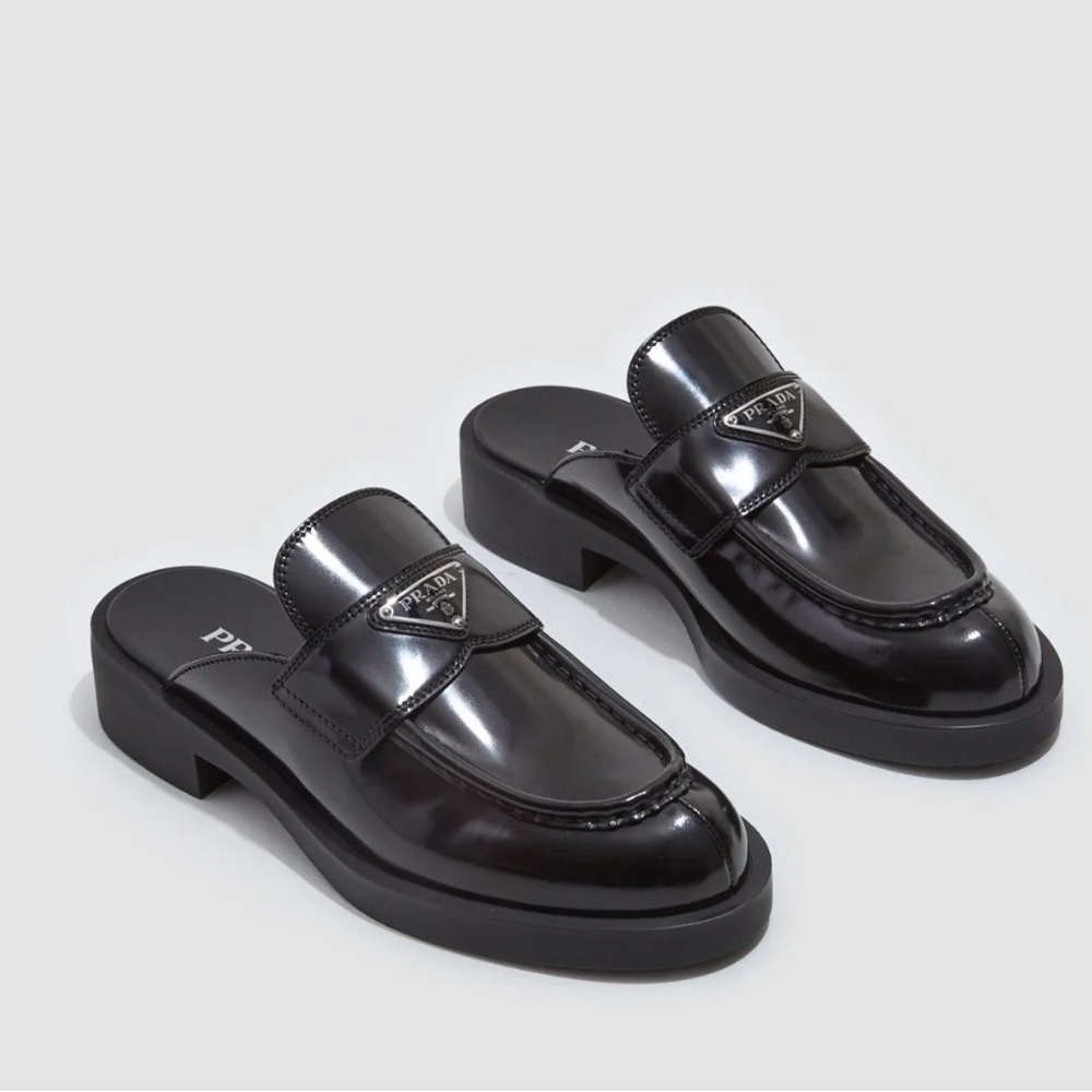 Prada brushed leather mules